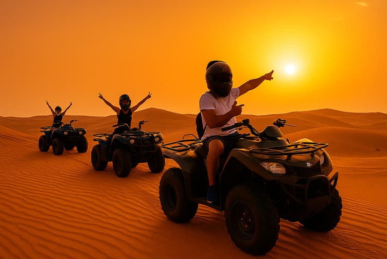 Dubai: Evening Desert Safari, Camel ride, Sand boarding, BBQ Dinner & Quad bike ride